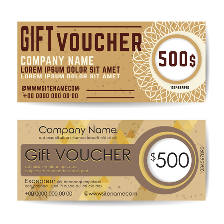 Gift Voucher Template. Trendy Simple Layout. Vector Designのイラスト素材