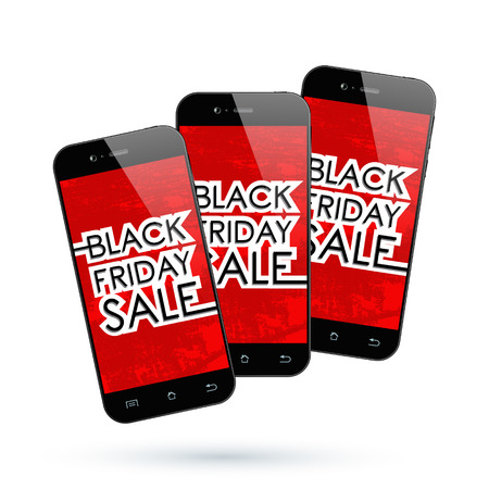 Black Friday Sale. Black Smartphone isolated. Vector illustrationのイラスト素材
