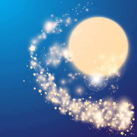 Abstract Background with Sun and Milky Way. Glowing Lights for Brochures, Flyers, Posters, Greeting Cards. Vector illustration.のイラスト素材