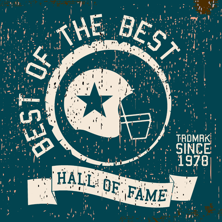 T-shirt print design. American football helmet. Best of the best vintage poster. Vector illustration.のイラスト素材