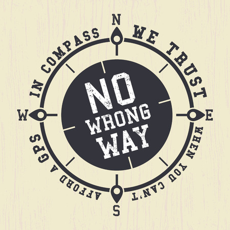 T-shirt print design. Compass vintage poster. GPS vs. Rose wind joke. Printing and badge applique label t-shirts. Vector illustration.のイラスト素材