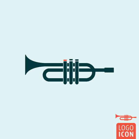 Trumpet icon. Trumpet logo. Trumpet symbol. Signal horn icon isolated, minimal design. Vector illustrationのイラスト素材