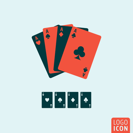 Playing cards icon. Playing cards logo. Playing cards symbol. Ace playing cards icon isolated, minimal design. Vector illustrationのイラスト素材