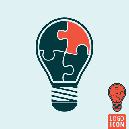 Light bulb icon. Light bulb symbol. Light bulb with jigsaw puzzle pieces. Vector illustrationのイラスト素材