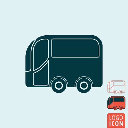 Bus icon. Bus symbol. Cartoon bus icon isolated, minimal design. Vector illustrationのイラスト素材