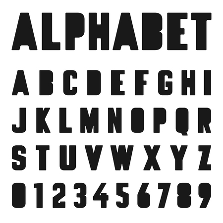 Alphabet font template. Letters and numbers. Vector illustrationのイラスト素材