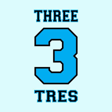 Alphabet font template. Number 3. T-shirt print design. Printing and stamp, badge applique label t-shirts, jeans, casual wear. Vector illustrationのイラスト素材