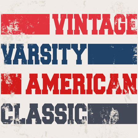 T-shirt print design. American classic vintage poster, stamp. Printing and badge applique label t-shirts. Vector illustration.のイラスト素材