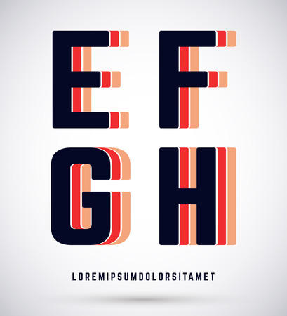 Set of typographic alphabet font template. Letters E, F, G, Hのイラスト素材