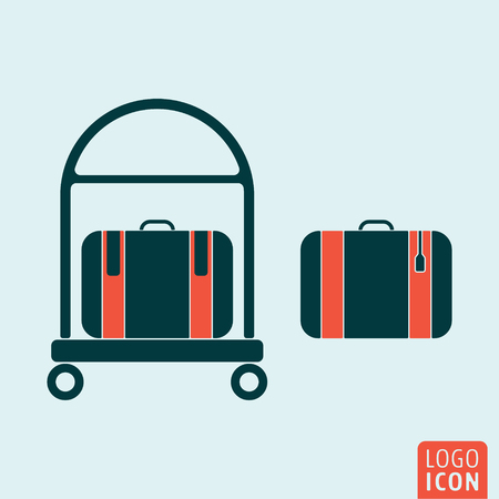 Luggage trolley isolated. Suitcase with baggage tag. Vector illustrationのイラスト素材