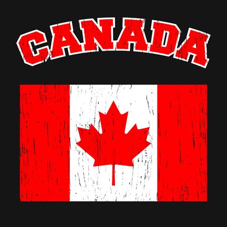 Canada t-shirt print design. Canadian flag vintage stamp. Printing and badge applique label t-shirts, jeans, casual wear. Vector illustration.のイラスト素材