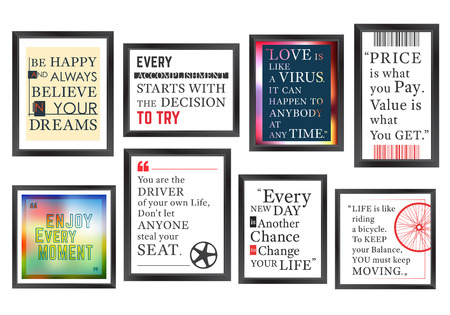Set of framed quote. Motivational, inspirational quotes. Vector illustrationのイラスト素材