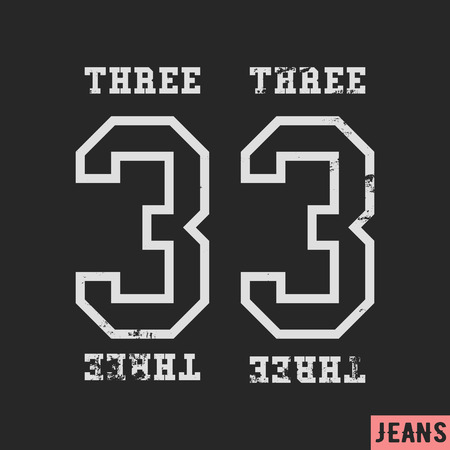 T-shirt print design. 33 vintage stamp. Printing and badge applique label t-shirts, jeans, casual wear. Vector illustration.のイラスト素材