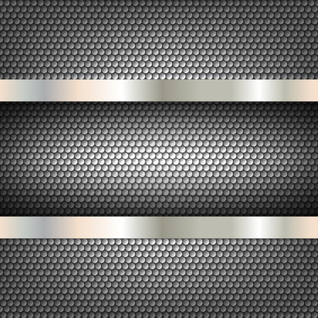 Technology background with perforated circles. Cell metal backdrop with banner. Vector illustrationのイラスト素材