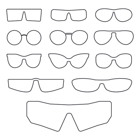 Spectacle frame isolated on white background. Various design frames for sunglasses and eyeglasses.のイラスト素材