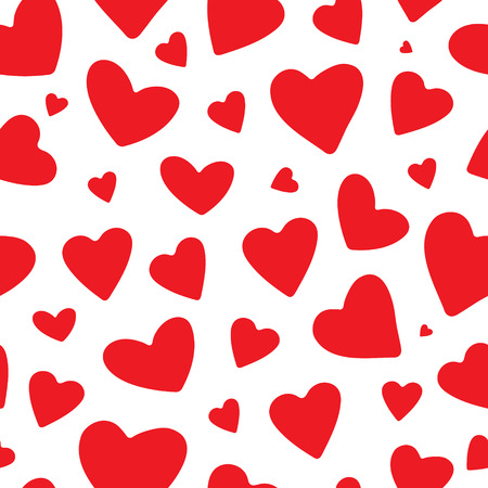 Seamless heart pattern isolated on white background. Red hearts for greeting card, Valentines day brochure or flyer . Vector illustration.のイラスト素材
