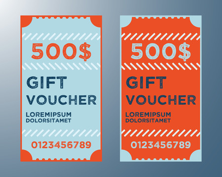 Gift voucher template. Two gift certificate layout. Vector illustration.のイラスト素材