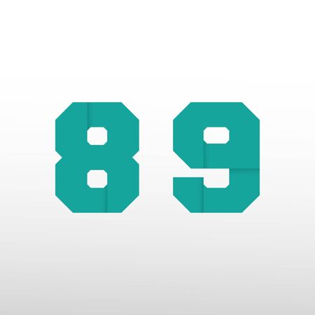 Number font template - origami paper design. Set of numbers 8, 9 logo or icon. Vector illustrationのイラスト素材
