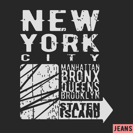 T-shirt print design. New York vintage stamp. Printing and badge applique label t-shirts, jeans, casual wear. Vector illustration.のイラスト素材