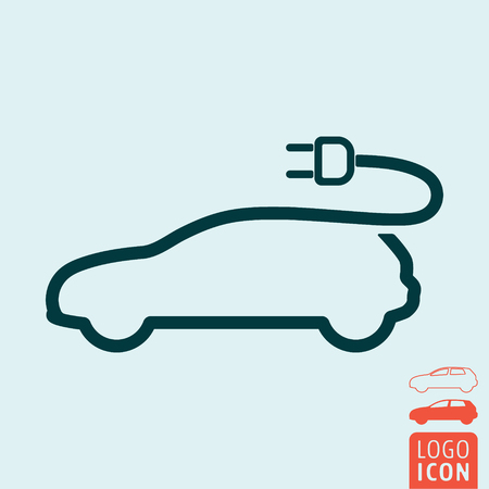 Electric car icon. Electrical cable plug charging symbol. Vector illustrationのイラスト素材