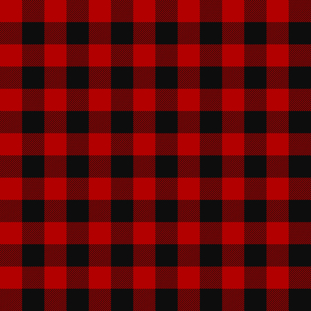 Lumberjack plaid pattern. Alternating red and black squares seamless background. Vector illustration.のイラスト素材