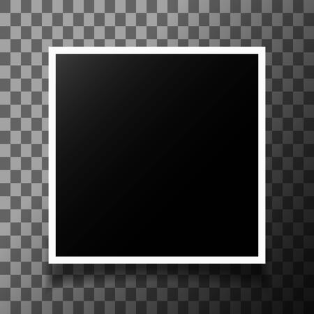 Blank photo frame with shadow on transparent background. Vector illustration.のイラスト素材