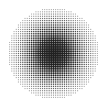 Halftone round dots stamp. Circle halftone isolated on white background. Vector illustration.のイラスト素材