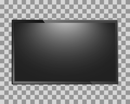 Modern TV blank screen isolated on transparent background. Lcd, led display or computer monitor. Vector illustration.のイラスト素材