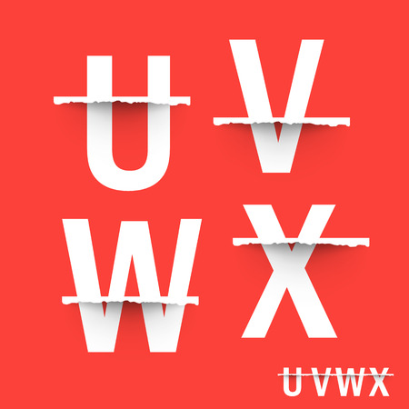 Alphabet font template. Set of letters U, V, W, X logo or icon. Vector illustration.のイラスト素材