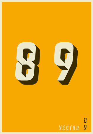 Alphabet font template. Set of numbers 8, 9   icon glitch design. Vector illustrationのイラスト素材