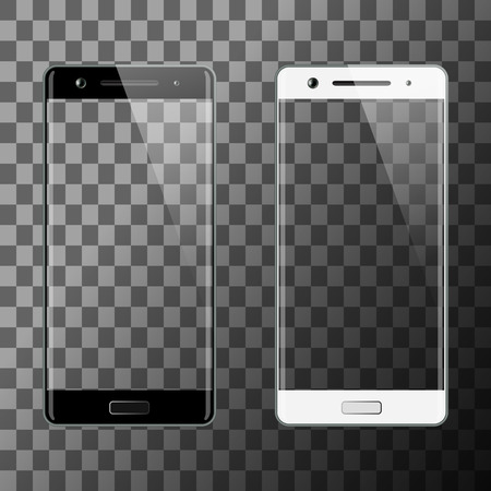 Black and white smartphones isolatedのイラスト素材