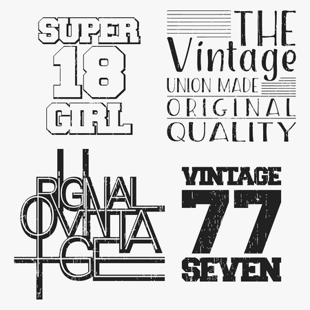 Set of various vintage t shirt stampのイラスト素材