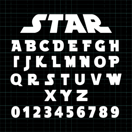Alphabet font template. Set of letters and numbers futuristic design. Vector illustration.のイラスト素材