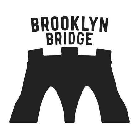 T-shirt print design. Brooklyn bridge vintage stamp. Printing and badge, applique, label, t shirts, jeans, casual and urban wear. Vector illustration.のイラスト素材