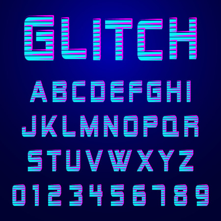 Alphabet font glitch effect designのイラスト素材