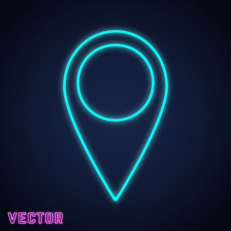 Map point pin location sign neon light designのイラスト素材