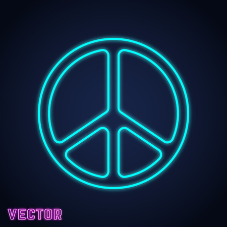 Peace symbol neon light design. Vector illustration.のイラスト素材