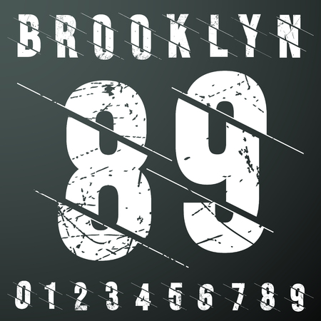 Brooklyn numbers vintage t-shirt stampのイラスト素材