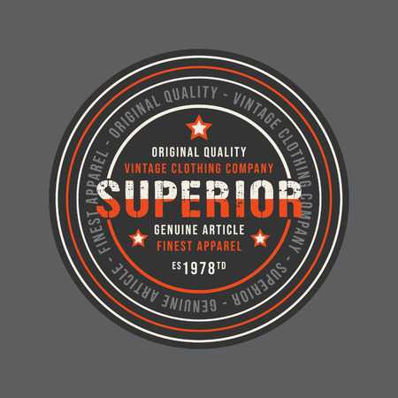 Superior vintage round stamp for denim or t-shirt. Design for printing products, badge, applique, label,  shirt, jeans and casual wear print. Vector illustration.のイラスト素材