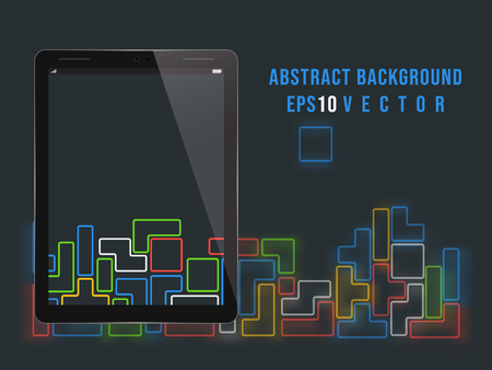 Tablet PC on old video game backgroundのイラスト素材