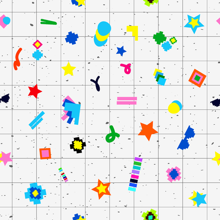 Geometric objects seamless pattern 80s designのイラスト素材