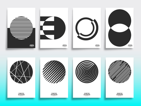 Set of minimal geometric design cover template. Vector illustration.のイラスト素材