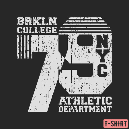 Brooklyn NYC college t-shirt textured stamp. Designed for printing products, badge, applique, label clothing, t-shirts stamps, jeans and casual wear. Vector illustration.のイラスト素材