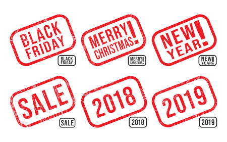 Set of the various rubber stamp with grunge textures. Vector illustration.のイラスト素材