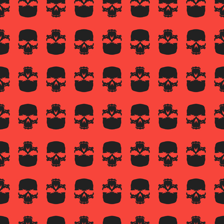Seamless pattern background with skulls grunge, designed for textiles, wrapping paper or other printing products. Vector illustration.のイラスト素材
