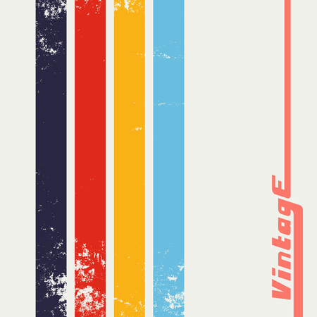 Vintage grunge background with color stripes. Retro texture lines backdropのイラスト素材