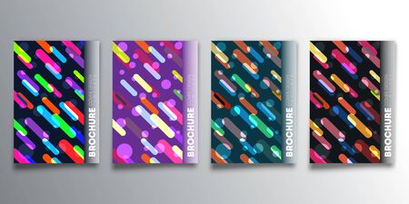 Set of geometric design backgrounds with colorful lines and circles for flyer, poster, brochure cover, typography or other printing products. Vector illustration.のイラスト素材