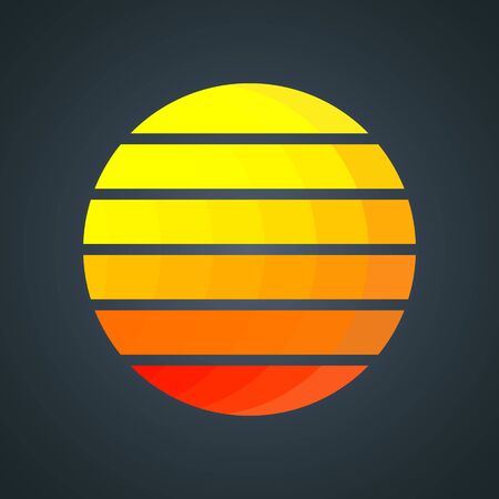 Retro sun with colorful gradient stripes. Vintage 1980s background designのイラスト素材