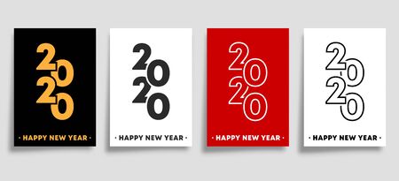 2020 Happy New Year backgrounds with minimal design for holiday flyer, greeting, invitation card, flyer, poster, brochure cover, typography or other printing products. Vector illustrationのイラスト素材