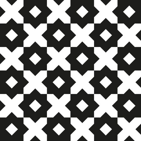 Retro black and white background template. Vintage geometric seamless pattern. Vector illustrationのイラスト素材